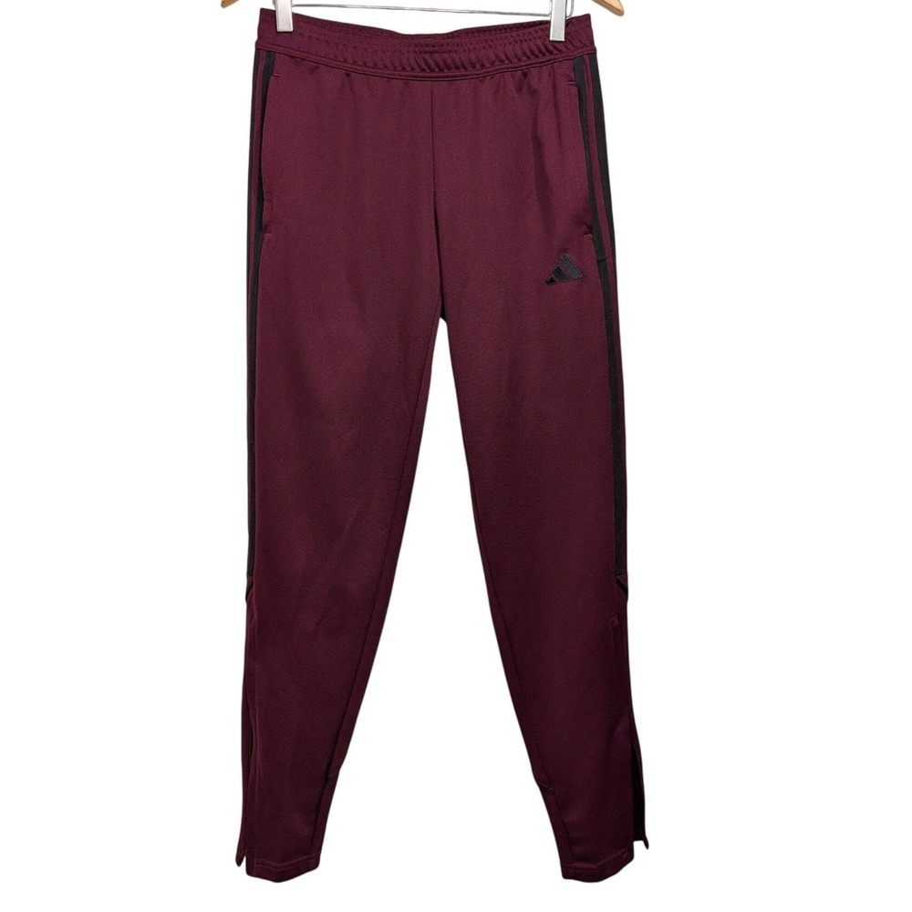 Adidas Track Pants Maroon AEROREADY Tapered Side Stripe HR7119 - Small - Picture 2 of 7